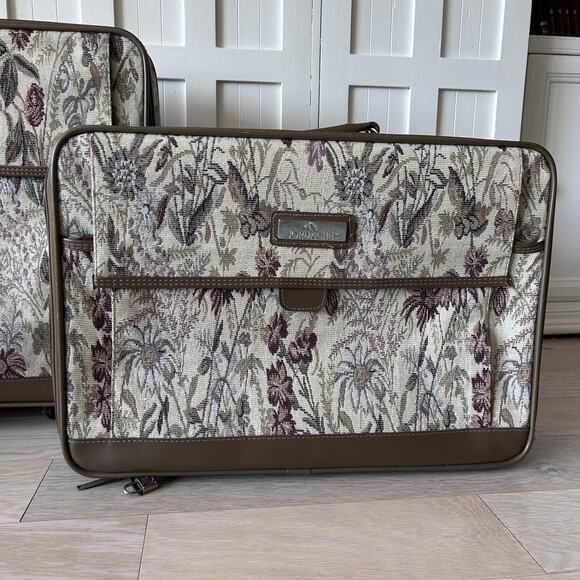 3 Piece Jordache Tapestry Vintage Luggage Set EUC Checked,Carry On, Personal 80s - Picture 4 of 16